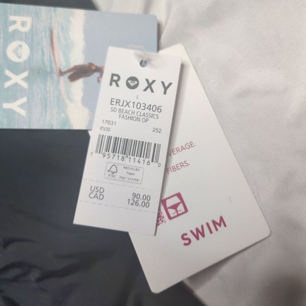 NWT Roxy SD Beach Classics Fashion One Piece Swimsuit Size L Surf Beach Black - Picture 5 of 11
